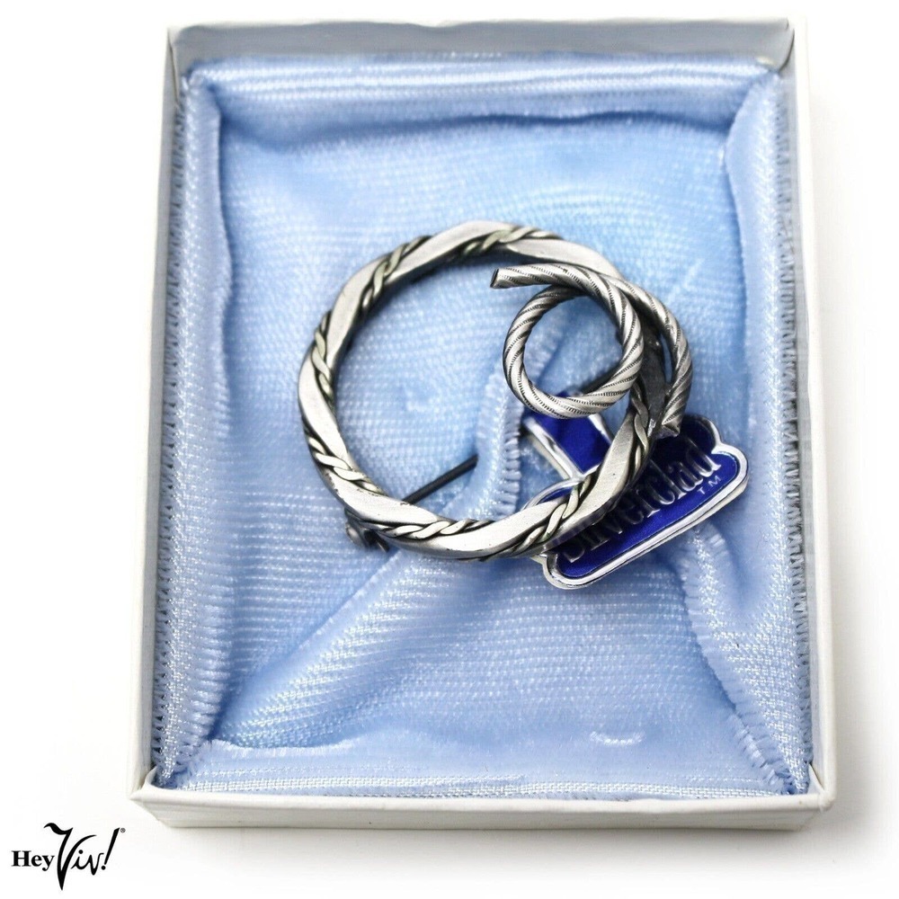 Vintage Prestige Silverclad Circle Pin Brooch Store Stock Original Box - Hey Viv